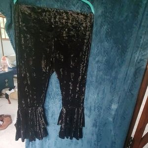 Crushed Velvet Ruffle Pants